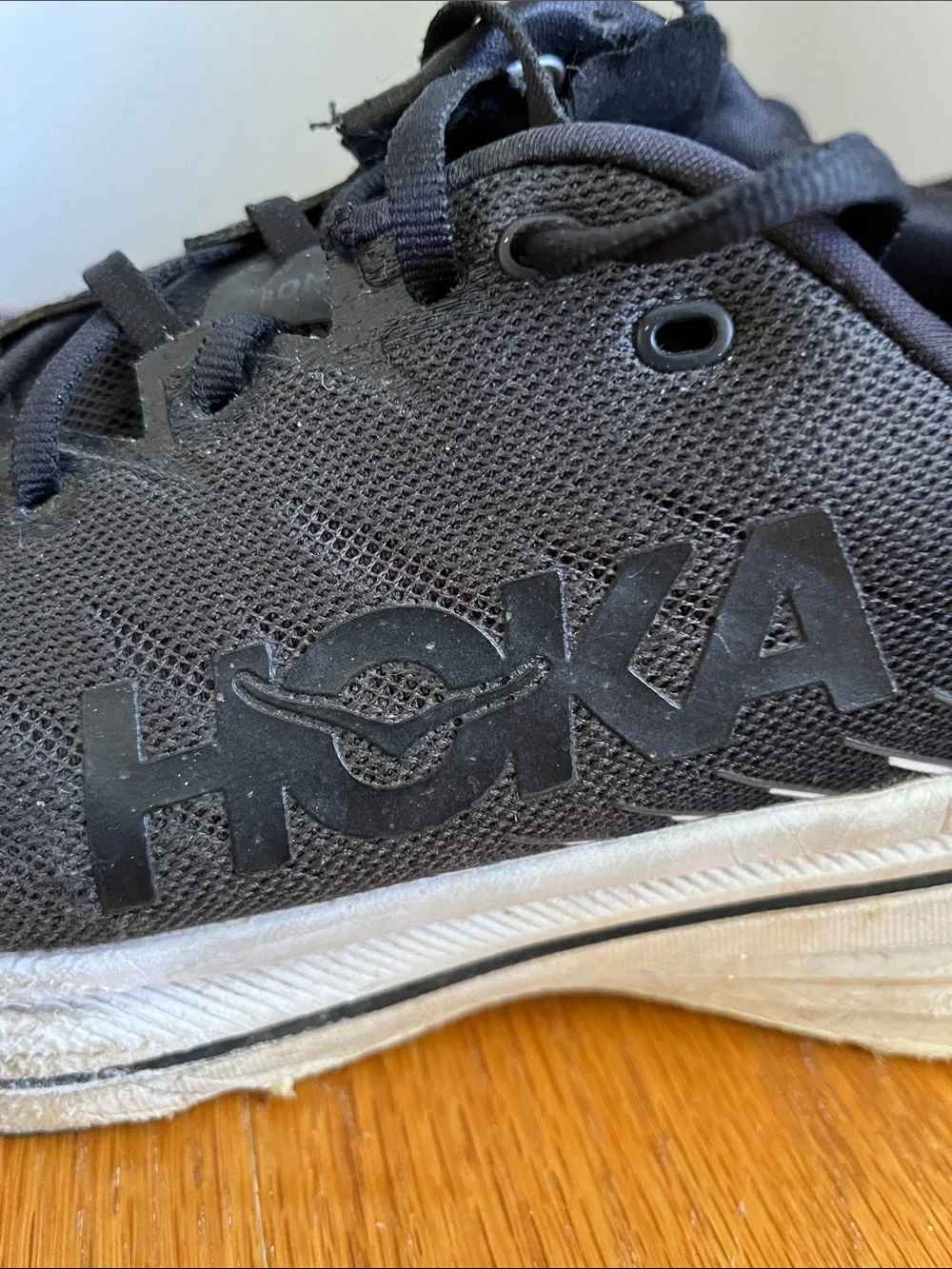 Hoka Black Sneakers with White Soles US 11 - Picture 2 of 8